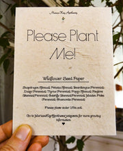 Load image into Gallery viewer, Custom Wedding Seed Cards | 20 Cards With Envelopes | Plantable Wildflower Seed Paper | Zero Waste
