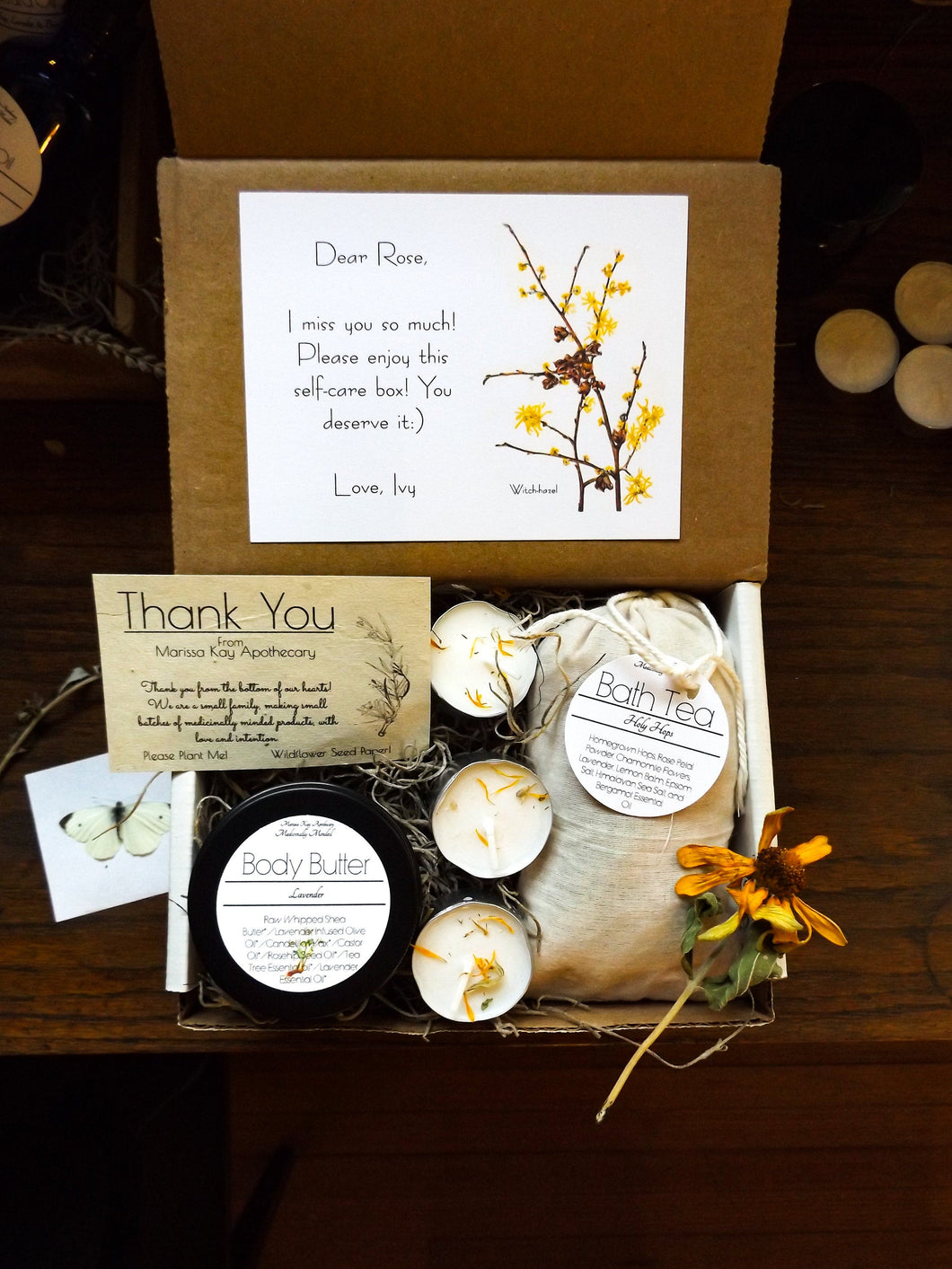 Personalized Self-Care Box | Handmade + Homegrown Herbs | Holiday Birthday Wedding Special Box | Witch-hazel