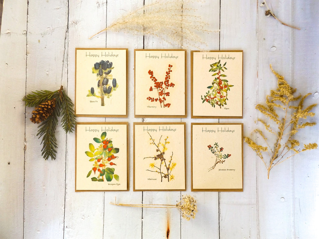 Holiday Plantable Seed Cards With Envelopes || Variety Pack(6) || Wildflower Seed Paper || Zero Waste Gift || Supports Women in Nepal || Eco-friendly